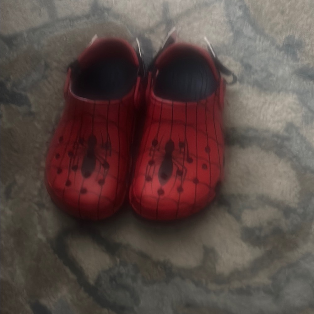 Red and Black Sandals with Perforated Design